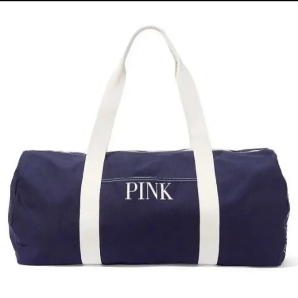 NWT Victoria Secret Love Pink Canvas Duffle Bag - Picture 3 of 8
